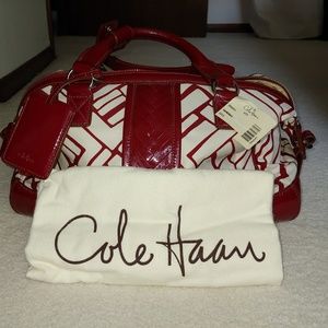 Cole Haan Red/White, Leather/Cloth Satchel - NWT